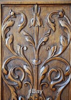 Pair of Antique French Carved Wood Cupboard Doors Wall Panels Griffin