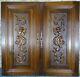Pair Of Antique French Carved Wood Doors Wall Panels Solid Walnut Griffin Dragon