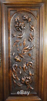 Pair of Antique French Hand Carved Solid Wood Cupboard Doors Wall Panels