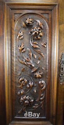 Pair of Antique French Hand Carved Solid Wood Cupboard Doors Wall Panels