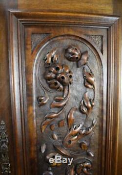 Pair of Antique French Hand Carved Solid Wood Cupboard Doors Wall Panels