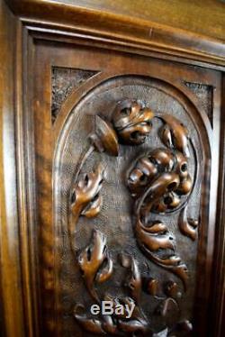 Pair of Antique French Hand Carved Solid Wood Cupboard Doors Wall Panels