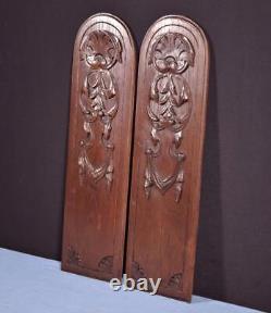 Pair of Antique French Highly Carved Panels in Oak Wood Salvage