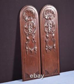 Pair of Antique French Highly Carved Panels in Oak Wood Salvage