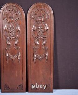 Pair of Antique French Highly Carved Panels in Oak Wood Salvage