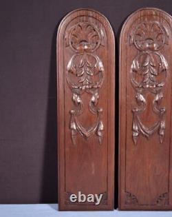 Pair of Antique French Highly Carved Panels in Oak Wood Salvage