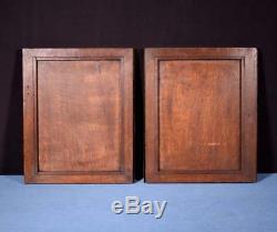 Pair of Antique French Highly Carved Panels in Oak Wood Salvage with Flowers