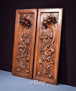 Pair of Antique French Highly Carved Panels in Walnut Wood Salvage