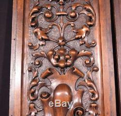 Pair of Antique French Highly Carved Panels in Walnut Wood Salvage