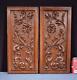 Pair Of Antique French Highly Carved Panels In Walnut Wood Salvage With Faces