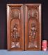 Pair Of Antique French Highly Carved Panels In Walnut Wood Salvage Withfigures