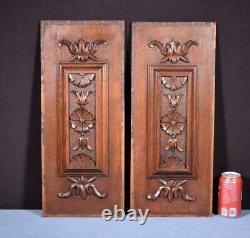 Pair of Antique French Highly Carved Solid Oak Wood Panels Salvage
