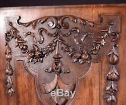 Pair of Antique French Highly Carved Walnut Wood Panels Salvage