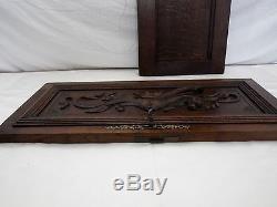 Pair of Antique French Wood of oak door panel carved chimera
