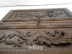 Pair of Antique French Wood of oak door panel carved chimera