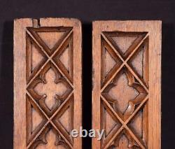 Pair of Antique Gothic Carved Architectural Panels/Trim in Solid Oak Wood