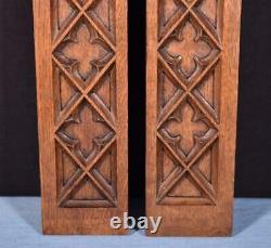 Pair of Antique Gothic Carved Architectural Panels/Trim in Solid Oak Wood