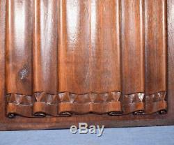 Pair of Antique Gothic Revival Solid Walnut Wood Panels withLinen Fold Carvings