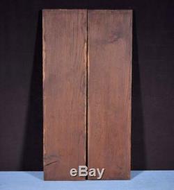 Pair of Antique Solid Chestnut Wood Panels Hand Carved Salvage