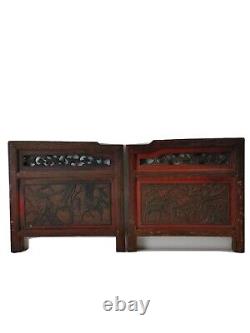 Pair of Chinese Antique Wooden Carving Panel home Decor Wall art #12261