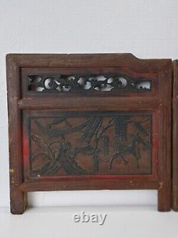 Pair of Chinese Antique Wooden Carving Panel home Decor Wall art #12261