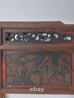 Pair of Chinese Antique Wooden Carving Panel home Decor Wall art #12261