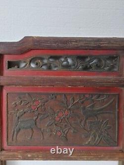 Pair of Chinese Antique Wooden Carving Panel home Decor Wall art #12261