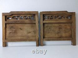 Pair of Chinese Antique Wooden Carving Panel home Decor Wall art #12261