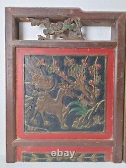 Pair of Chinese Antique Wooden Carving Panel home Decor Wall art #12262