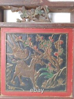 Pair of Chinese Antique Wooden Carving Panel home Decor Wall art #12262