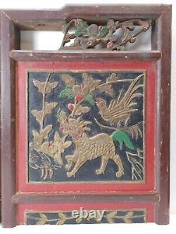 Pair of Chinese Antique Wooden Carving Panel home Decor Wall art #12262