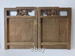 Pair of Chinese Antique Wooden Carving Panel home Decor Wall art #12262