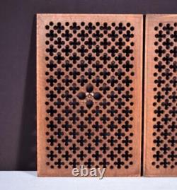 Pair of French Antique Gothic Revival Panels in Solid Oak Wood Salvage 1800's