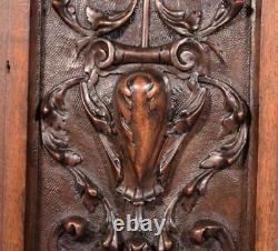 Pair of French Hand Carved Panels in Solid Walnut Wood Salvage