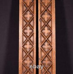 Pair of Large Antique Gothic Carved Architectural Panels/Trim in Solid Oak Wood