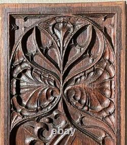 Pair of Nicely Carved Antique Gothic Revival Solid Oak Wood Panels