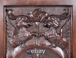 Pair of Vintage French Solid Beech Wood Highly Carved Panels withGriffins/Dragons
