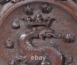 Pair of Vintage French Solid Beech Wood Highly Carved Panels withGriffins/Dragons