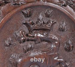Pair of Vintage French Solid Beech Wood Highly Carved Panels withGriffins/Dragons