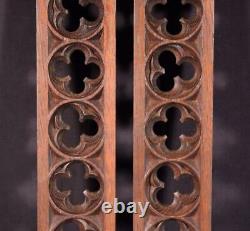 Pair of Vintage Gothic Carved Architectural Panels/Trim in Solid Oak Wood
