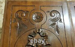 Pair ribbon scroll leaves carving panel Antique french architectural salvage 24