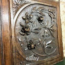 Pair rose flower wood carving panel Antique french salvaged romantic decor