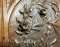 Pair rose flower wood carving panel Antique french salvaged romantic decor