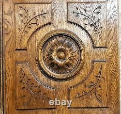 Pair rosette decorative wood carving panel Antique french architectural salvage