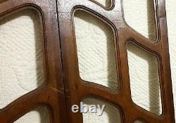Pair rosette pierced wood carving panel antique french architectural salvage