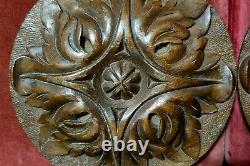 Pair rosette rosace carved wood panel Antique french architectural salvage 7