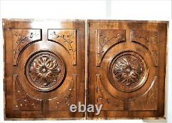 Pair rosette rosace wood carving panel Antique french architectural salvage 22