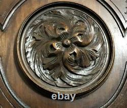 Pair rosette wood carving decorative panel Antique french architectural salvage