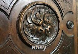 Pair rosette wood carving decorative panel Antique french architectural salvage