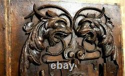 Pair scroll griffin gargoyle carving panel antique french architectural salvage